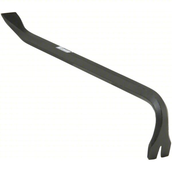 Gooseneck Wrecking Bar: Point End, 18 in Overall Lg, Double End/Heat Treated 48 HRC at 6 in From End