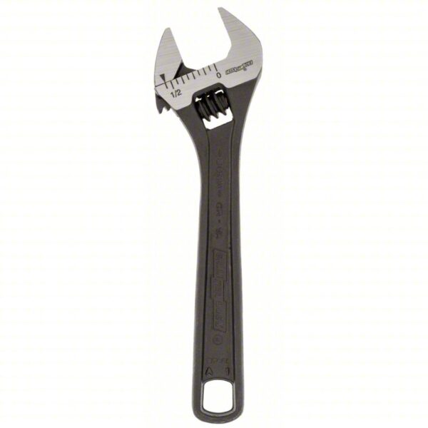 CHANNELLOCK Adjustable Wrench: Alloy Steel, Black Phosphate, 4 in Overall Lg, 1/2 in Jaw Capacity - Image 3