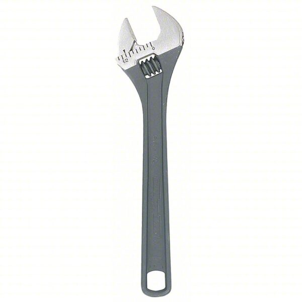 CHANNELLOCK Adjustable Wrench: Alloy Steel, Black Phosphate, 4 in Overall Lg, 1/2 in Jaw Capacity