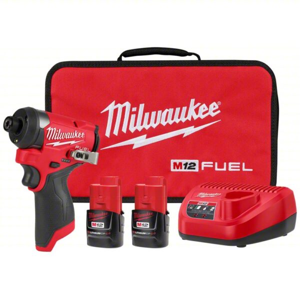 Impact Driver Kit: 1,500 in-lb Max. Torque, 3,600 RPM Free Speed, 4,000 Impacts per Minute, 2.0 Ah