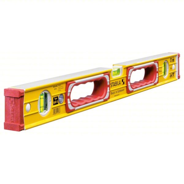 STABILA Box Level: Level & Plumb, Box, 2, Plain, Top Read Window, 24 in Overall Lg, Top & Side Read