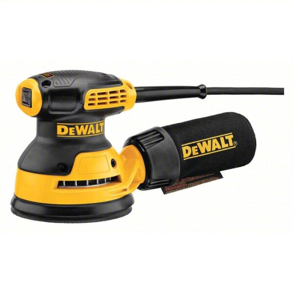 DEWALT Corded Sander: 5 in Dia, Random Orbital, Adhesive-Backed, 3/32 in Orbit, Fixed Speed, 3 A