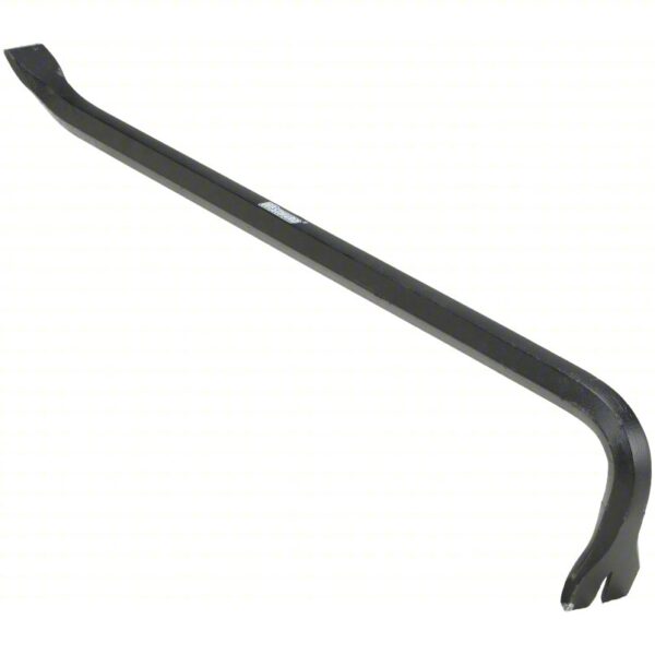 Gooseneck Wrecking Bar: Chisel/Claw End, 12 in Overall Lg, T No, 1 Nail Slots, Gooseneck End Angle