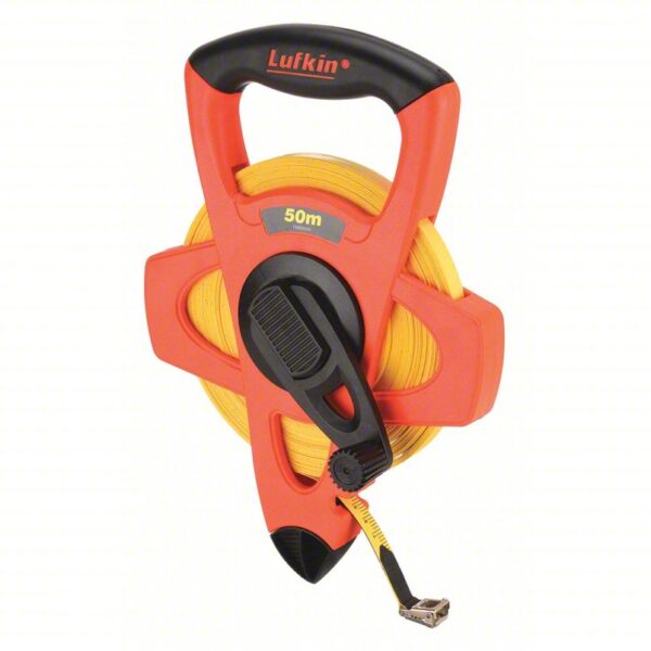 CRESCENT LUFKIN Long Tape Measure: Metric, Nonmagnetic Single Hook Tip, Plastic with Rubberized Grip