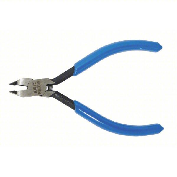 Diagonal Cutting Plier: Semiflush, Straight, Pointed, 1/2 in Jaw Lg, 1/2 in Jaw Wd, Std Cushion Grip