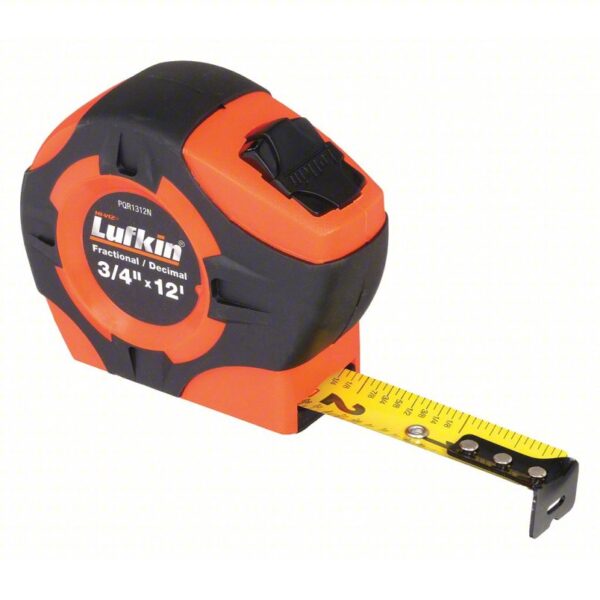 CRESCENT LUFKIN Tape Measure: Inch/Fractional-Read, Nonmagnetic Single Hook Tip, 12 ft, Std Blade