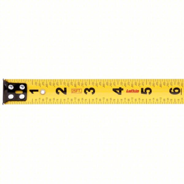 CRESCENT LUFKIN Tape Measure: Inch/Fractional-Read, Nonmagnetic Single Hook Tip, 25 ft, Std Blade - Image 2