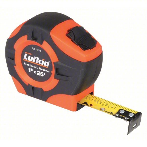 CRESCENT LUFKIN Tape Measure: Inch/Fractional-Read, Nonmagnetic Single Hook Tip, 25 ft, Std Blade