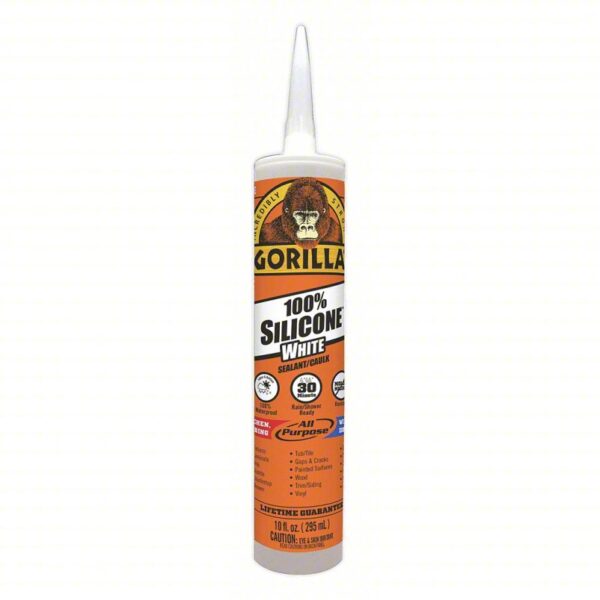 GORILLA Silicone Sealant: White, 10 oz, Cartridge