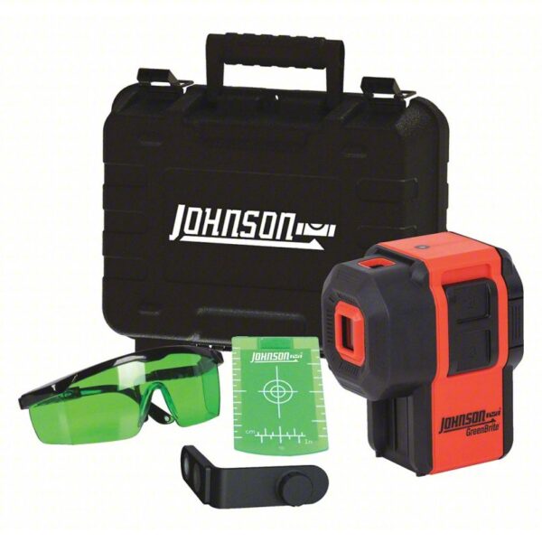 JOHNSON LEVEL Dot Laser: 0 Lines and 3 Dots, Green Beam, 0 Planes, 100 - 200 ft Range w/o detector