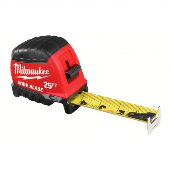 MILWAUKEE Tape Measure: Inch, Plastic, 25 ft, 15 ft Standout Lg, Wide Blade, 1/16 in, Manual Lock - Image 3