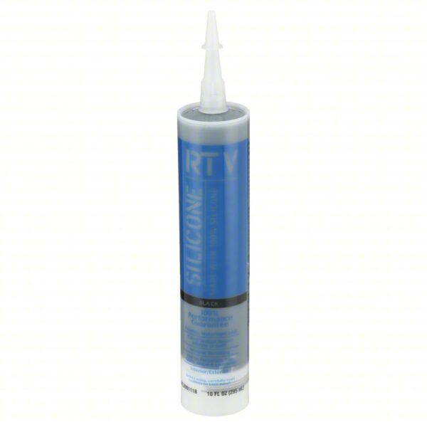 WHITE LIGHTNING Silicone Sealant: Black, 10 oz, Cartridge, 501% or More Elongation Range