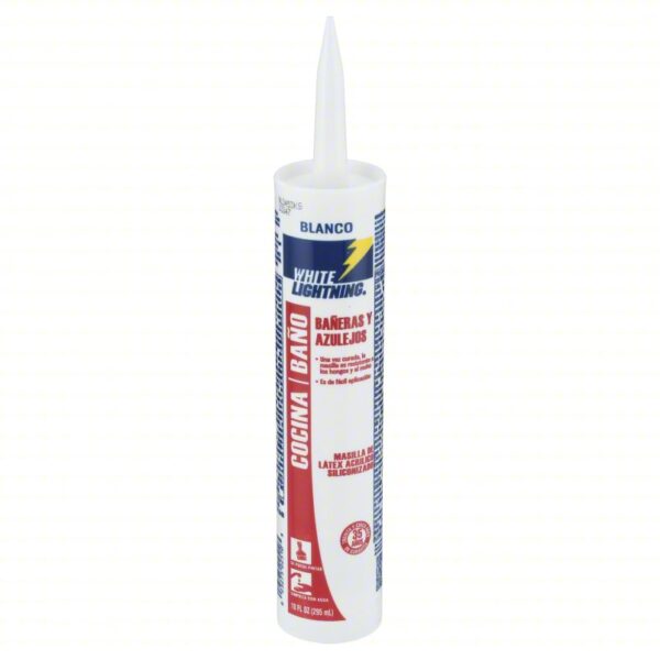 WHITE LIGHTNING Hybrid Caulk: Kitchen & Bath, White, 10 oz Container Size, Cartridge - Image 2