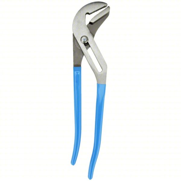 Tongue and Groove Plier: Flat, Groove Joint, 3 3/4 in Max Jaw Opening, 16 1/2 in Overall Lg