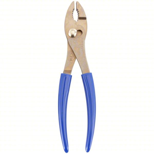 Slip Joint Plier: Non-Sparking, 1/2 in Max Jaw Opening, 8 in Overall Lg, 1 in Jaw Lg, 6 - 8 in