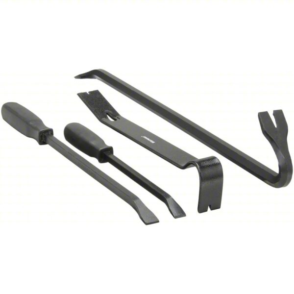 Pry Bar Set: Chisel/Double Claw End, 12 in_15 in_18 in_24 in Overall Lg, Pry Bar Set, 4 Pieces