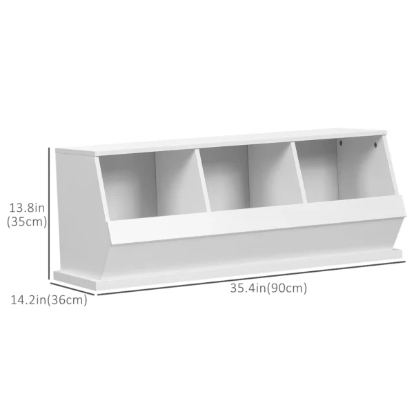 HOMCOM Small Bookcase, 3 Cube Storage Organizer, Multipurpose Display Cabinet with 3 Compartments, White - Image 5