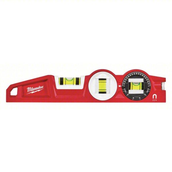 MILWAUKEE Torpedo Level: Level, Plumb, 45° angle & 30° angle, Torpedo, Top Read Window, V-Grooves