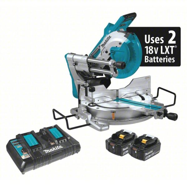 Miter Saw Kit: 10 in Blade Dia., Sliding, 60° Left to 60° Right, 48° Left to 48° Right, 36V DC