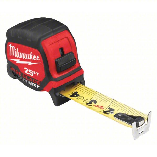 MILWAUKEE Tape Measure: Inch, Magnetic Double Hook Tip, Plastic with Rubberized Grip, 25 ft, 1/16 in - Image 3