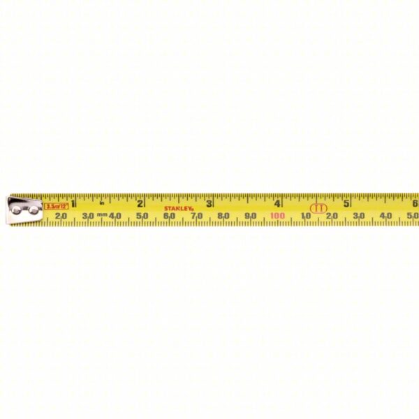 STANLEY Tape Measure: Inch/Metric, Nonmagnetic Single Hook Tip, Metal, 12 ft / 3.5 m, Narrow Blade - Image 2