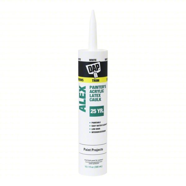 DAP Acrylic Latex Caulk: Alex Painter's, White, 10 oz Container Size, Cartridge