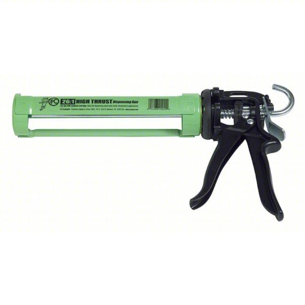 PC PRODUCTS Caulk Gun: Cartridge, 8 oz For Container Size, 26:1, Half Barrel Frame, Smooth Rod