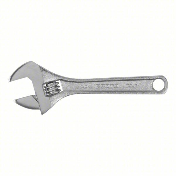 PROTO Adjustable Wrench: Alloy Steel, Chrome, 4 11/32 in Overall Lg, 3/4 in Jaw Capacity, Plain Grip