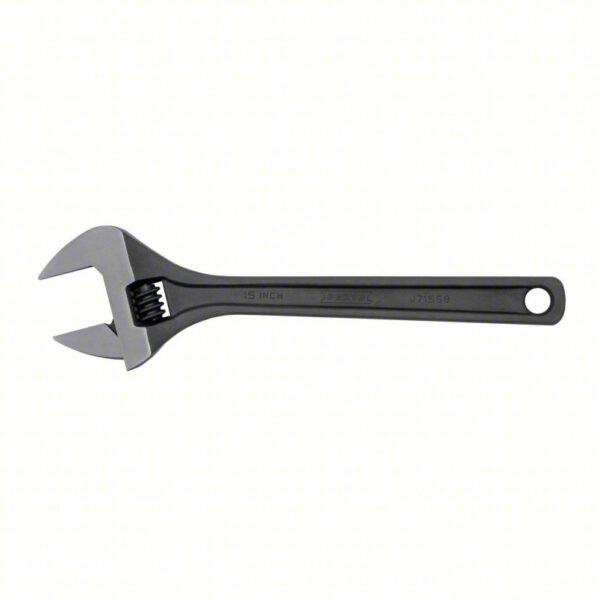 PROTO Adjustable Wrench: Alloy Steel, Black Oxide, 15 5/32 in Overall Lg, 2 1/16 in Jaw Capacity