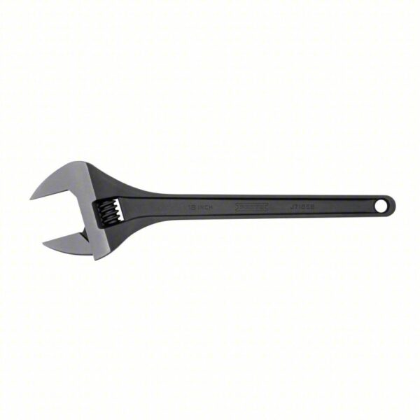 PROTO Adjustable Wrench: Alloy Steel, Black Oxide, 18 7/32 in Overall Lg, 2 15/32 in Jaw Capacity