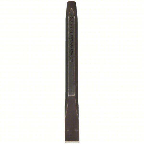 Cold Chisel: Steel, 5/8 in Blade Wd, 6 3/4 in Overall Lg, Plain Grip, Includes Striking Cap, No – No