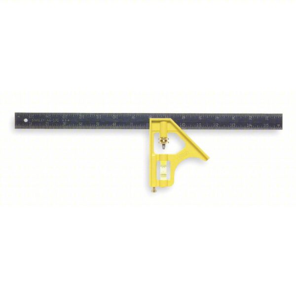 STANLEY Combination Square: Inch, Square, Stainless Steel, 16 in x 1 in, 16 in Blade Lg, 1/32 in