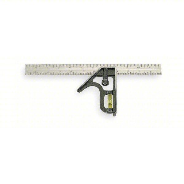 JOHNSON LEVEL Combination Square: Inch, Stainless Steel, 4 3/4 in, 12 in x 0.85 in, 12 in Blade Lg