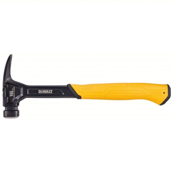 Claw Hammer: Steel, Textured Grip, Rubber Handle, 16 oz Head Wt, 13 in Overall Lg, 1 1/4 in Face Dia