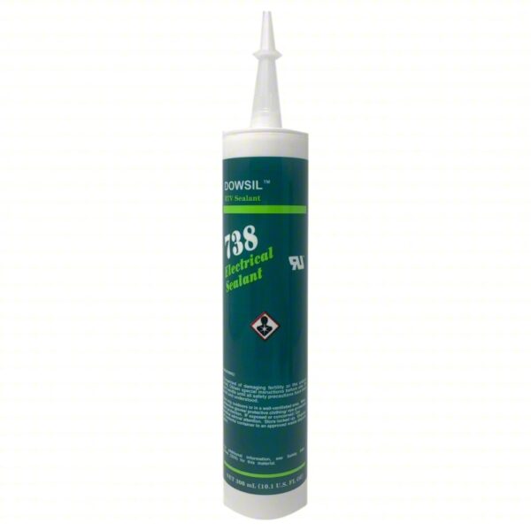 DOW CORNING Silicone Sealant: 738, White, 10 oz, Cartridge, 301% to 500% Elongation Range