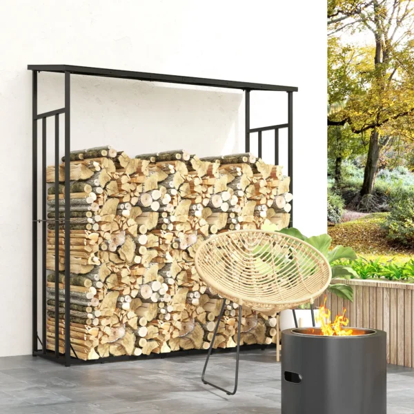 Outsunny 6ft Outdoor Firewood Rack with Cover and Polycarbonate Roof, 4400 lbs Load Wood Storage Holder, Outdoor Log Rack - Image 4