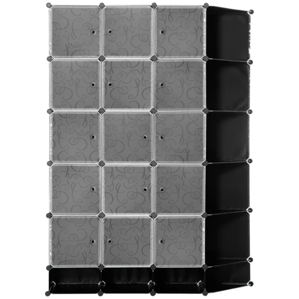 HOMCOM Cube Storage Organizer, DIY 20-Cube Modular Cabinet, Shoe Rack with Doors for Living Room, Black - Image 2