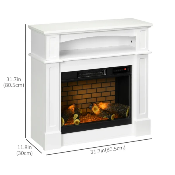 HOMCOM Electric Fireplace with Mantel, Freestanding Heater Corner Firebox with Remote Control, 700W/1400W, White - Image 6