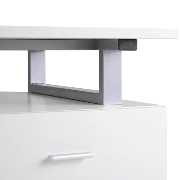 HOMCOM 47" L Computer Desk Writing Table Workstation with Multi-Use Reversible File Drawers Metal Frame Home Office Furniture, White - Image 2