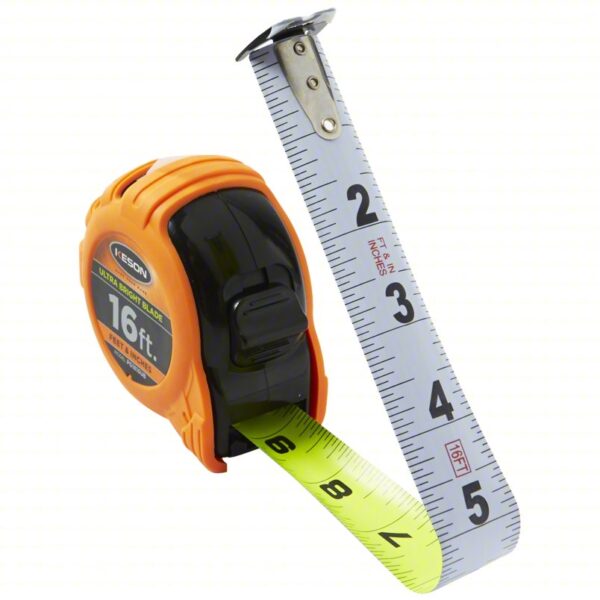 KESON Tape Measure: Inch, Nonmagnetic Double Hook Tip, Plastic with Rubberized Grip, 16 ft, Black - Image 4