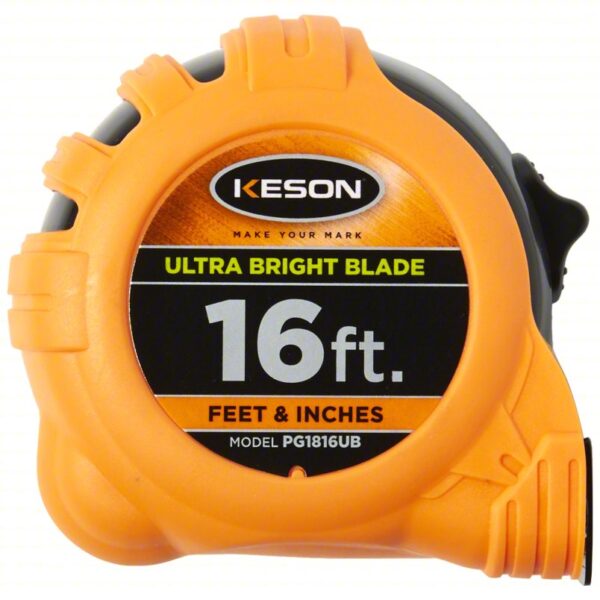 KESON Tape Measure: Inch, Nonmagnetic Double Hook Tip, Plastic with Rubberized Grip, 16 ft, Black - Image 3