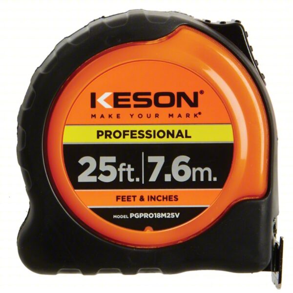 KESON Tape Measure: Inch/Metric, Nonmagnetic Single Hook Tip, Plastic with Rubberized Grip, 1/16 in - Image 3