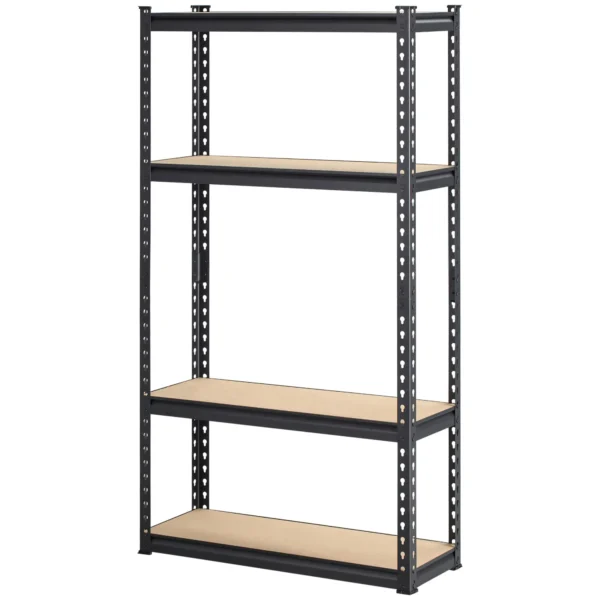 HOMCOM Heavy Duty Garage Shelf, 4-Tier Metal Shelving Unit, Industrial Utility Shelves with Steel Frame and Adjustable Shelves for Garage, Warehouse, Basement, Black and Brown - Image 5