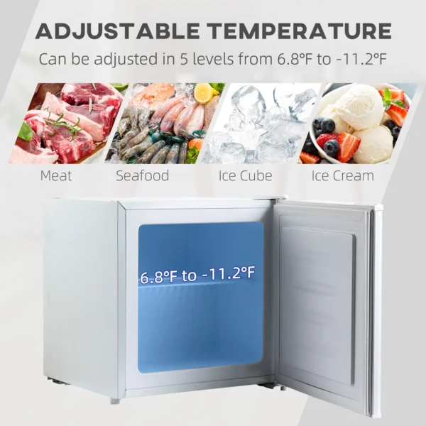 HOMCOM 1.1 Cu. Ft. Mini Freezer, Compact Upright Freezer with Reversible Door, Removable Shelf, Adjustable Temperature, White - Image 8