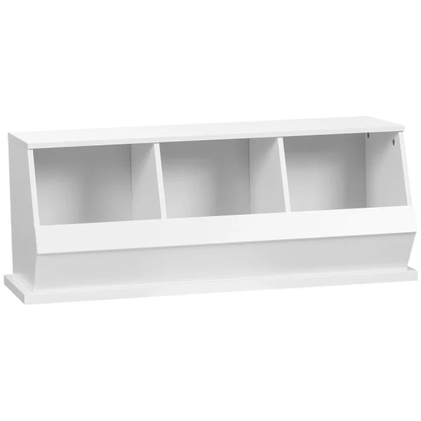 HOMCOM Small Bookcase, 3 Cube Storage Organizer, Multipurpose Display Cabinet with 3 Compartments, White - Image 3