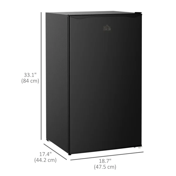 HOMCOM Mini Fridge with Freezer, 3.2 Cu. Ft. Compact Refrigerator with Adjustable Shelves, Mechanical Thermostat, Reversible Single Door for Bedroom, Dorm, Kitchen, Black - Image 6