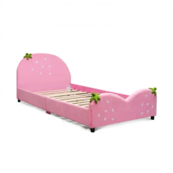 Kids Children Upholstered Berry Pattern Toddler Bed - Image 5