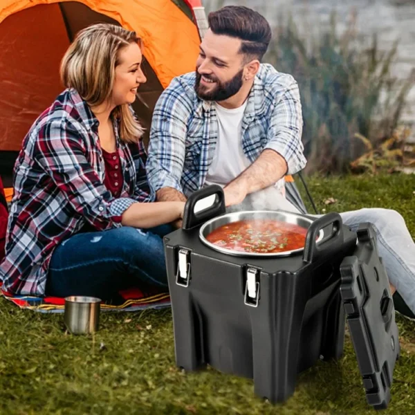 32 QT Portable Insulated Food Carrier with Stainless Steel Barrel for Catering Camping - Image 2