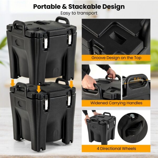 32 QT Portable Insulated Food Carrier with Stainless Steel Barrel for Catering Camping - Image 5