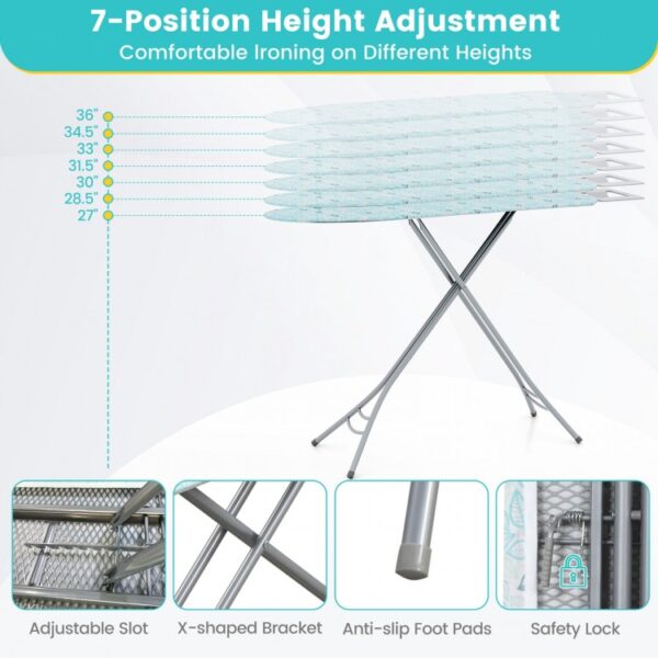 Foldable Ironing Board with Iron Rest and Adjustable Height - Image 3